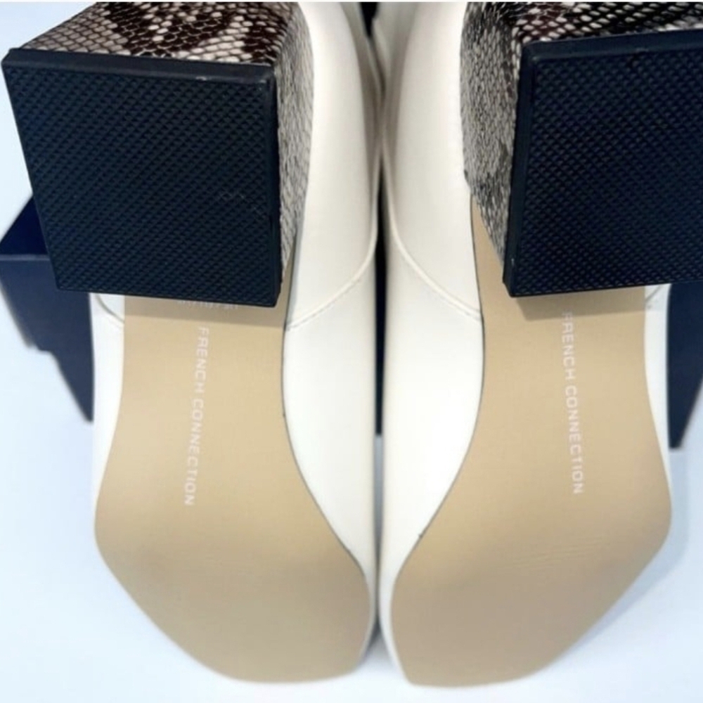 Chic White Ankle Boots with Snakeskin Block Heel - Picture 6 of 8